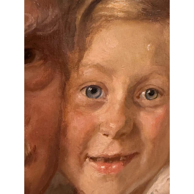 Beige Heinrich Pforr, Family Happiness – Pforr with Grandchildren, Oil Painting on Canvas For Sale - Image 8 of 13