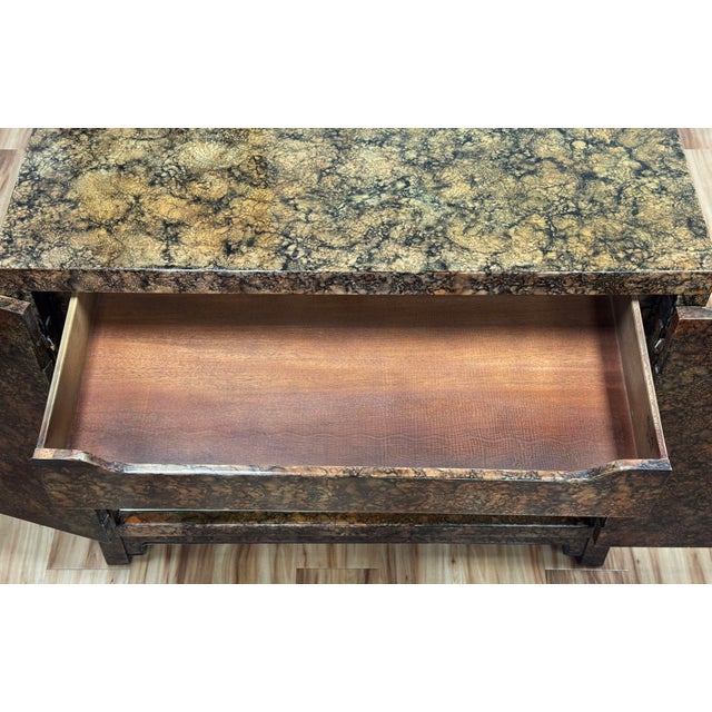 Vintage Henredon Faux Tortoise Shell Finish Server Cabinet For Sale - Image 9 of 16