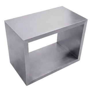 Modern Greg Sheres Style Stainless Steel End Table with Shelf For Sale