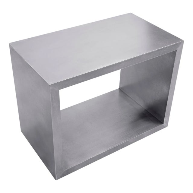 Modern Greg Sheres Style Stainless Steel End Table with Shelf For Sale