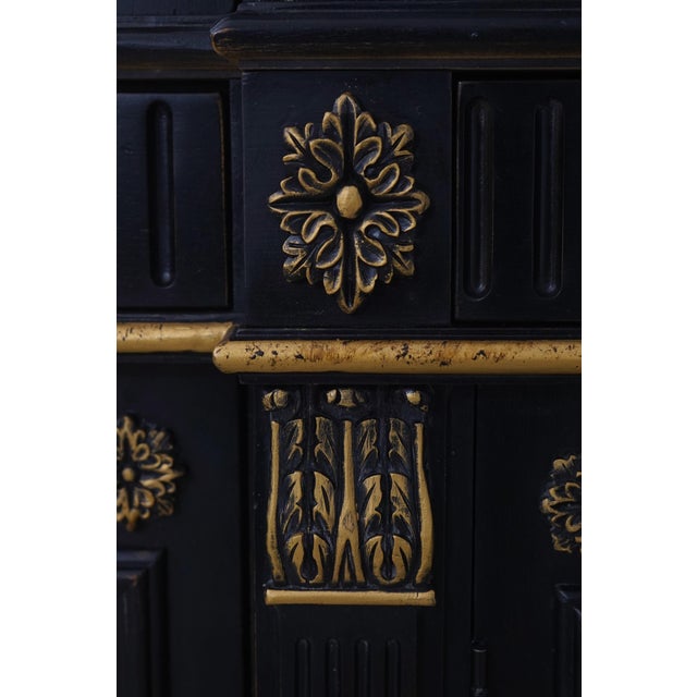 Hickory White Regency Black & Gold Breakfront Bookcase For Sale - Image 9 of 18