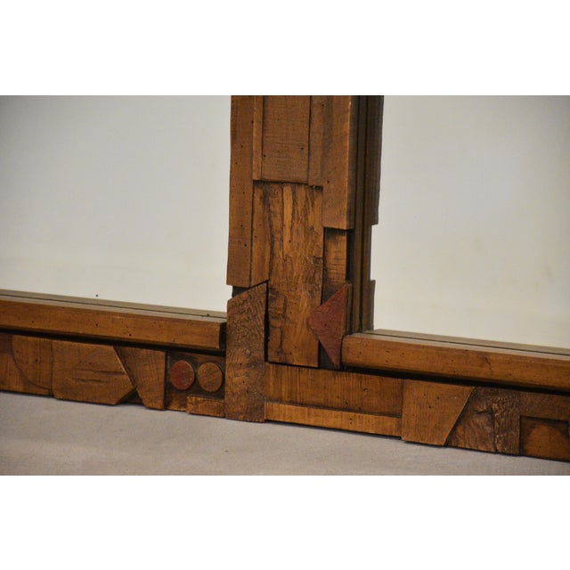 Brutalist MCM Lane Pueblo Walnut Mirror For Sale In Boston - Image 6 of 6