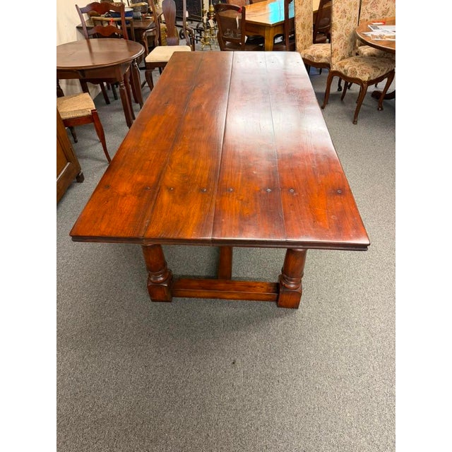 Farmhouse Mahogany English Country Rustic Farmhouse Dining Table, Circa 1980 For Sale - Image 3 of 12
