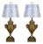Pair of Vintage Brass Rams Head Handle Table Lamps For Sale