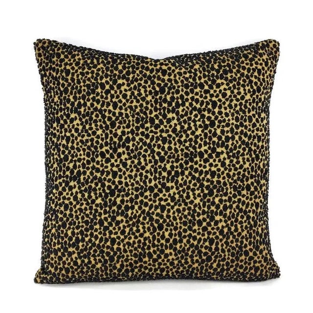 Not Yet Made - Made To Order Black Chenille Velvet on Gold Spotted Pillow Cover For Sale - Image 5 of 5