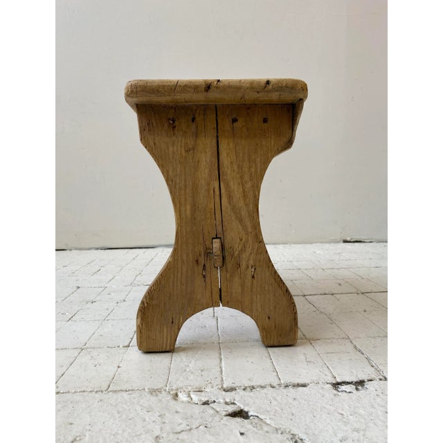 Vintage Natural Pine Primitive / Farmhouse Stool, Circa 1920s For Sale - Image 9 of 13