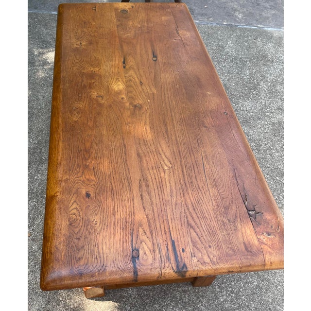 Vintage Solid Wood Oak Coffee Table With Pegged Construction For Sale - Image 9 of 11