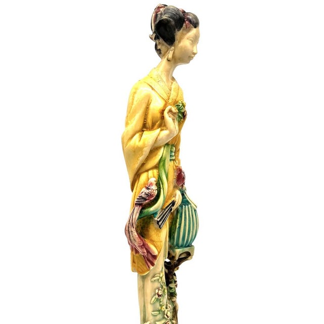 Large Vintage Chinoiserie Sculptural Figures in Resin, 1970s, Set of 2 For Sale - Image 10 of 18