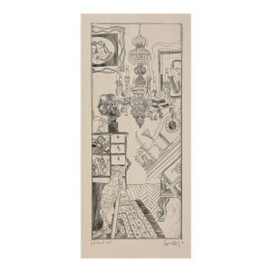 1968 Gyarfas Gabor Modern Interior Etching