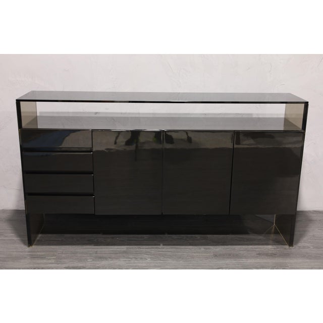 Milo Baughman Mid 20th Century Milo Baughman for Thayer Coggin Black Lacquer Sideboard For Sale - Image 4 of 8