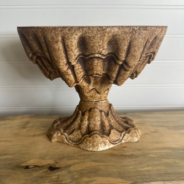 Antique Victorian Cast Iron Pedestal Urn Jardiniere Planter W/ Original Paint For Sale - Image 10 of 11