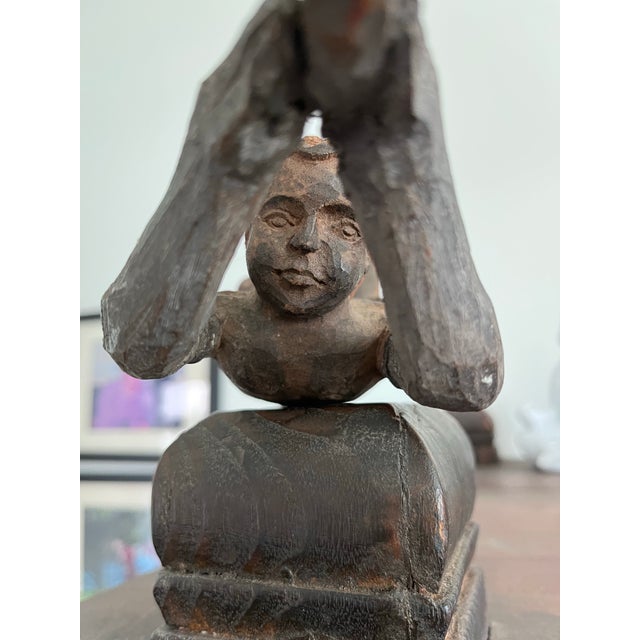 Antique French Hand-Carved Altar Cherub For Sale - Image 9 of 12