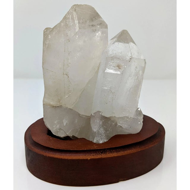 Organic Modern Boho Quartz Crystal With Wood Base For Sale - Image 9 of 9