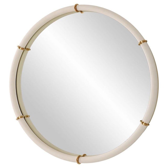 Not Yet Made - Made To Order Faux Shagreen/Gold Round Mirror For Sale - Image 5 of 6