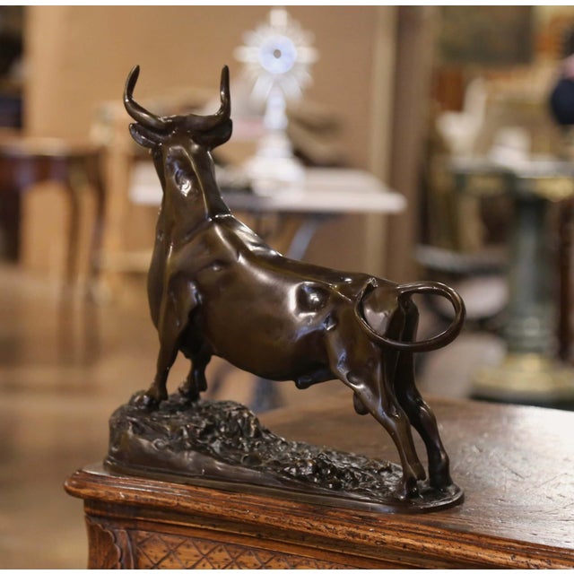 19th Century French Patinated Bronze Bull Sculpture Signed G. Gardet For Sale - Image 10 of 12