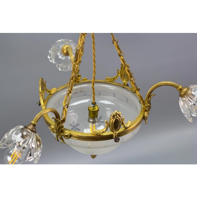 Four Light French Neoclassical Style Gilt Bronze and Glass Chandelier For Sale - Image 10 of 18