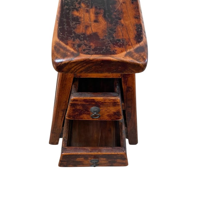 Wood Vintage Wood Chinese Barber's Bench With Drawers and Coin Slot For Sale - Image 7 of 9