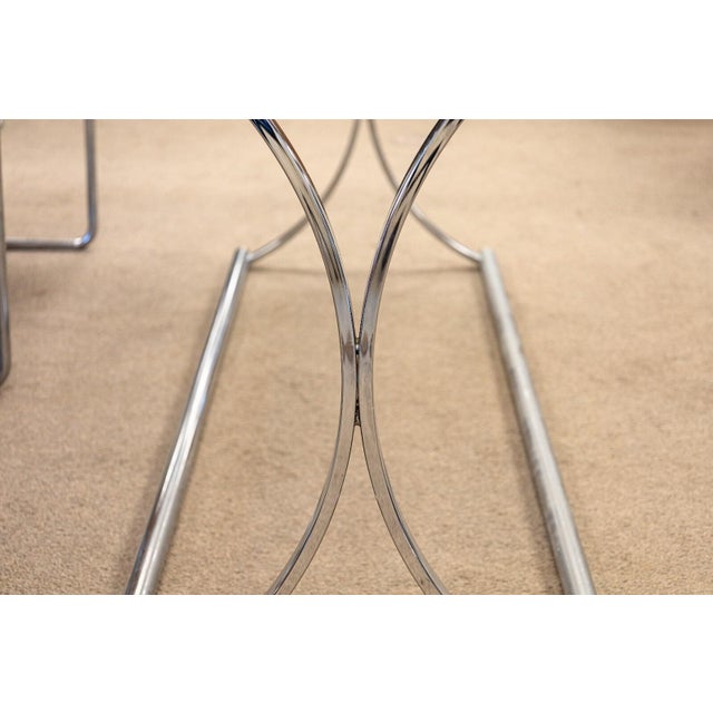 Metal Maison Jansen Style Chrome Smoked Glass Console Sofa Table For Sale - Image 7 of 8