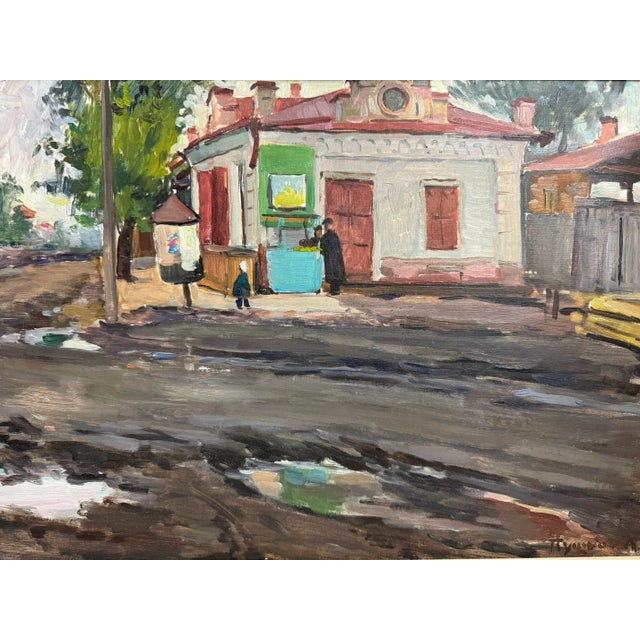 Pushnin, Alexander, "Near the Market," Russian Painting, 1958 For Sale - Image 4 of 8