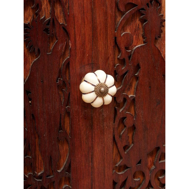 Asian Heavily Hand Carved Flip Top Dry Bar Cabinet For Sale In Los Angeles - Image 6 of 10