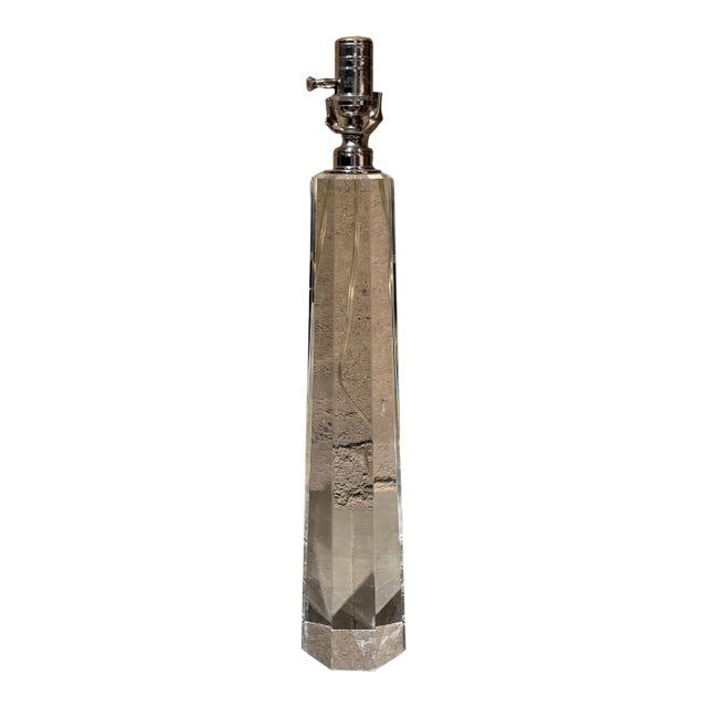 Clear Crystal Obelisk Table Lamp Modern Contemporary For Sale