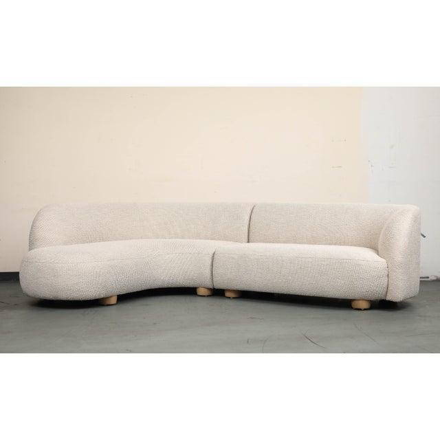 Contemporary Alabaster Boucle 2-Piece Chaise Sectional Sofa For Sale In New York - Image 6 of 11