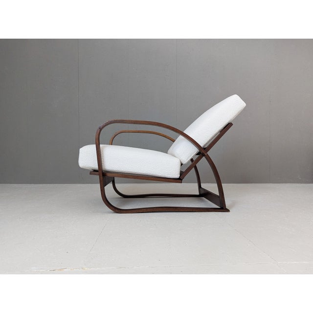 Adjustable H 70 Armchair in Bouclé by Jindrich Halabala for Up Závody, 1930s For Sale - Image 4 of 18