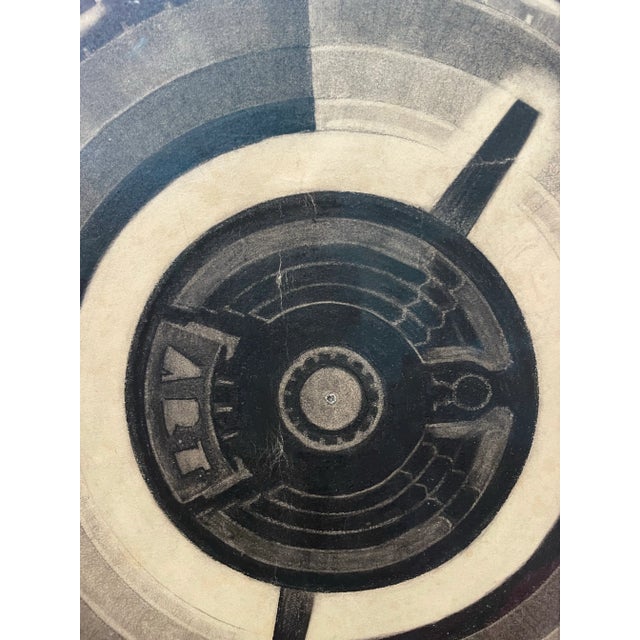 Mid-Century Modern Machine Age Modernism Graphite Drawing For Sale - Image 3 of 8