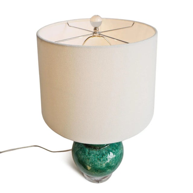 Turquoise Ceramic Gourd Table Lamp For Sale - Image 4 of 8