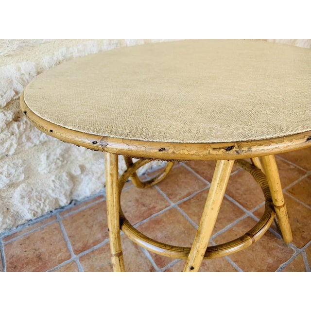 Beige Mid-Century Bamboo and Rattan Side Table, 1960s For Sale - Image 8 of 15