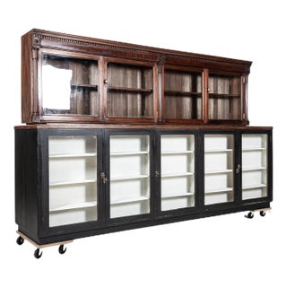 Large English Glazed Apothecary Wall Cabinet in Mahogany, 1870 For Sale