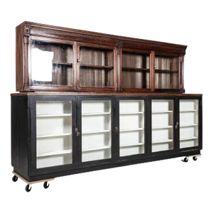 Large English Glazed Apothecary Wall Cabinet in Mahogany, 1870