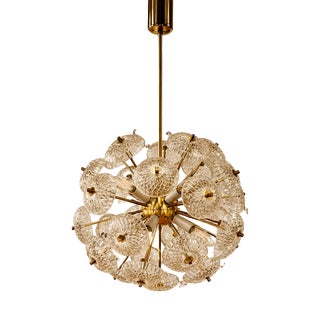 Mid-Century Glass Dandelion Chandelier from Kamenický Šenov, Former Czechoslovakia, 1960s For Sale