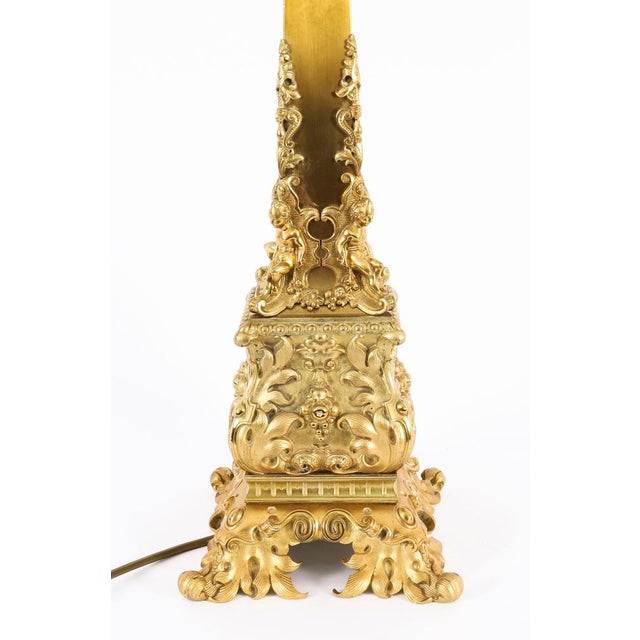 Antique French Ormolu Corby Castle Table Lamps, 1850, Set of 2 For Sale - Image 15 of 18