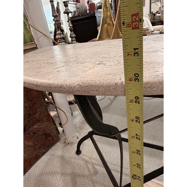 Modern Semi-Circle Granite-Top and Black Base Table For Sale - Image 3 of 11