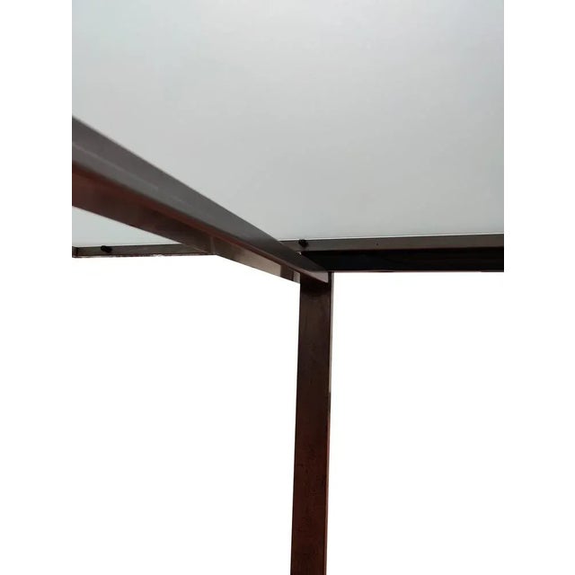Metal Mid-Century Satined Glass Extendable Dining Table For Sale - Image 7 of 11