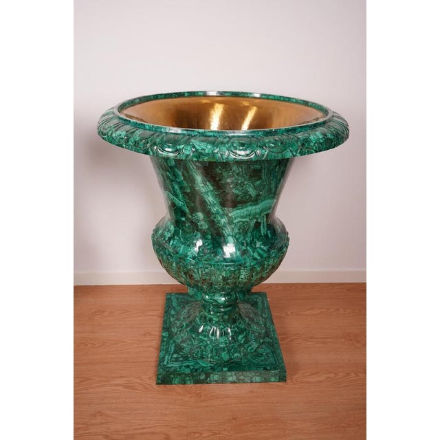 Gemstone Large 20th-Century Malachite Vases, 1950s, Set of 2 For Sale - Image 7 of 14