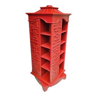 Late 20th Century Revolving Pagoda Etagere Bookcase For Sale