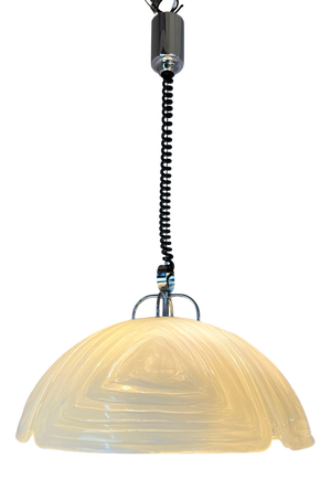 Hanging Lamp in White Glass and Chrome from Cristallux