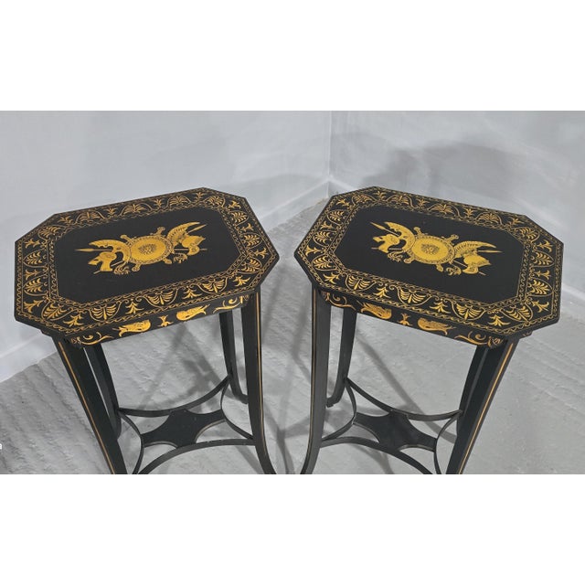 Black Laquered Lamp Tables, 1920, Set of 2 For Sale - Image 6 of 11