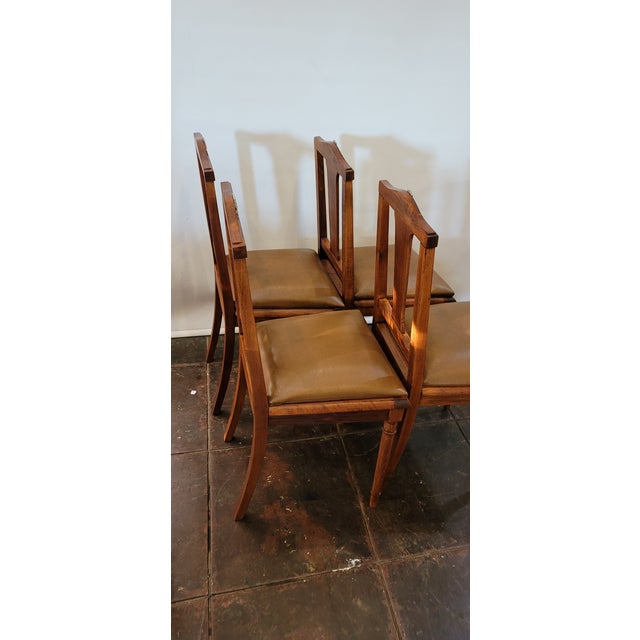 Antique French Empire Napoleonic 4 Dining Chairs Inlaid Wood and Ormolu For Sale In San Diego - Image 6 of 7