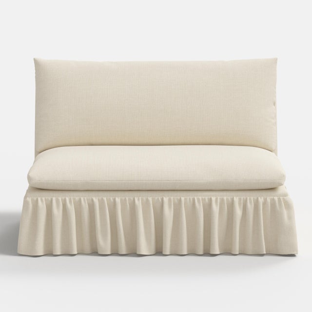 Cloth & Company Stoffer Home x Cloth & Company Thelma 47" Ruffle Settee in Relaxed Linen Cream For Sale - Image 4 of 6