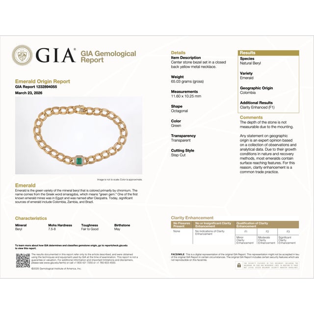 Gia Certified Natural 6.91Cts Colombian Emerald & Diamond 14k Italian Gold Statement Necklace For Sale - Image 13 of 13