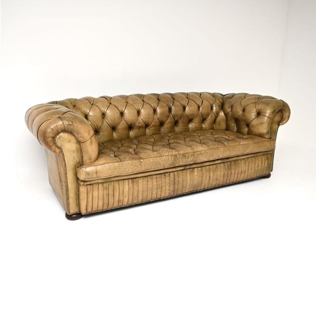 Antique Deep-Buttoned Leather Chesterfield Sofa, 1930s For Sale - Image 14 of 14