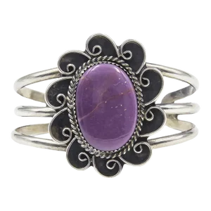 Late 20th Century Kay Johnson Southwest Jasper Sterling Silver Sun Cuff Bracelet