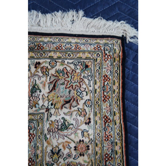 Black Vintage Oriental Floral All Over Wool & Silk Geometric Black Lotus Area Rug 8' For Sale - Image 8 of 12