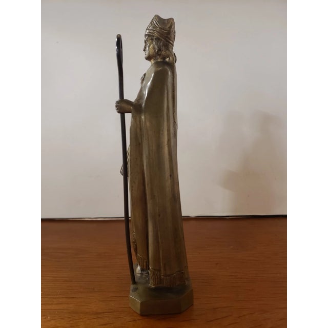 Gold Late 19th Century French Victorian Catholic St. Augustine of Hippo Gilded Bronze Figurine For Sale - Image 8 of 10
