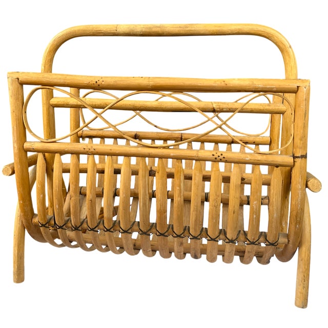 Vintage 1970s Bent Bamboo Magazine Rack With Looped Detail | Chairish