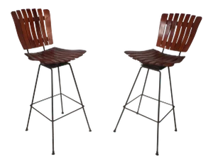 Pair of Mid-Century Modern Bar Swivel Stools by Arthur Umanoff