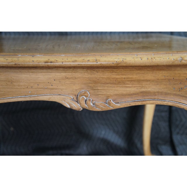 1980s Drexel Heritage French Provincial Oak Parquetry Avalon Extendable Dining Table For Sale - Image 10 of 16